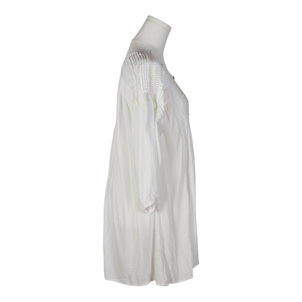 Tasha Polizzi White Embroidered Pintuck Lace Boho Tunic Blouse S - Picture 5 of 15